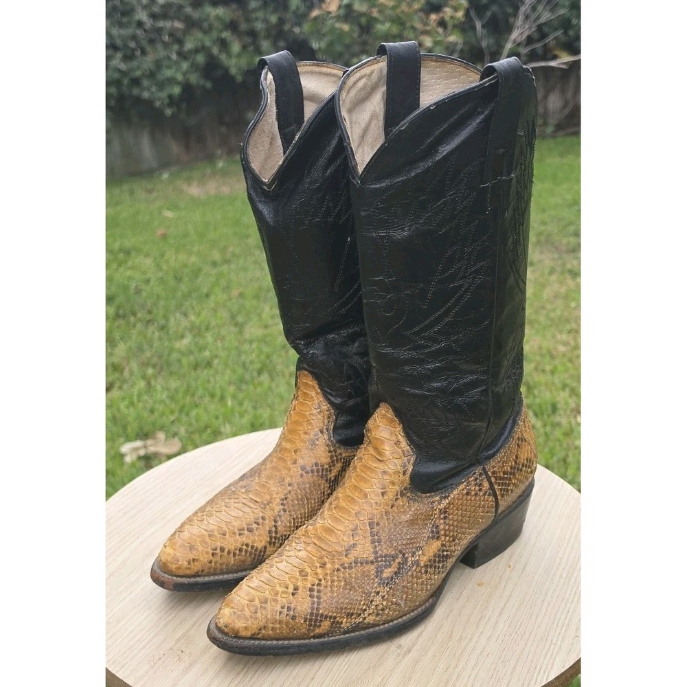 Made in USA Python Snake Skin Leather Western Cowboy Boots Mens Size 7.5